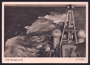 1943 'On the March to War', Navy Ships Deutsche Marine, Army Military, Third Reich Nazi Propaganda Postcard