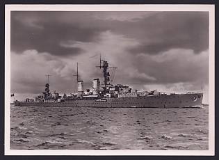 1933-1945 'Cruiser "Emden": Speed 29 Knots, Length 150.5 M, Beam 14.3 M, Draft 5.3 M, 5,400 Tons', Navy Ships Deutsche Marine, Army Military, Third Reich Nazi Propaganda Postcard