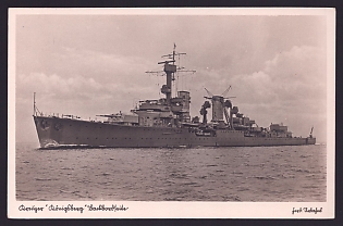 1933-1945 'Cruiser "Konigsberg": Port Side', Navy Ships Deutsche Marine, Army Military, Third Reich Nazi Propaganda Postcard
