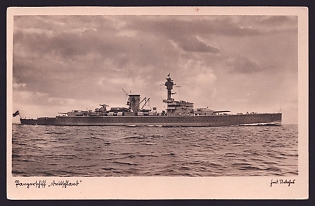 1933-1945 'Armored Ship Deutschland', Navy Ships Deutsche Marine, Army Military, Third Reich Nazi Propaganda Postcard