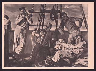 1933-1945 'Evening on Board', Navy Ships Deutsche Marine, Army Military, Third Reich Nazi Propaganda Postcard
