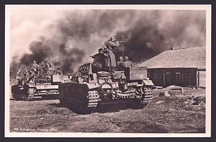 1933-1945 'Ncos in Combat. The Tank Crewman Has Brought the Grenadiers Ready for Action to the Enemy-held Village', Tanks, Army Military, Third Reich Nazi Propaganda Postcard