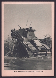 1933-1945 'Panzer Crossing a River', Tanks, Army Military, Third Reich Nazi Propaganda Postcard