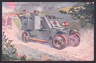 1933-1945 'German Armored Car in Combat', Tanks, Army Military, Germany Propaganda Postcard