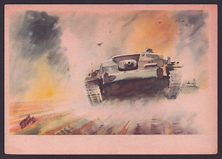 1933-1945 'Assault Gun on the March', Tanks, Army Military, Third Reich Nazi Propaganda Postcard