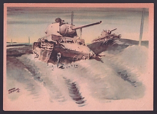 1933-1945 'Destroyed Soviet Tanks in Front of Bely-Verkh', Tanks, Army Military, Third Reich Nazi Propaganda Postcard