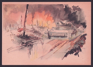 1933-1945 '.....the Attack Rolls on', Tanks, Army Military, Third Reich Nazi Propaganda Postcard