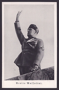 1937 'Benito Mussolini', Notable Military Persons, Third Reich Nazi Propaganda Postcard