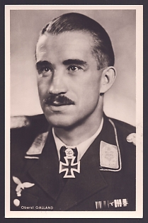 1933-1945 'Oberst Galland', Notable Military Persons, Third Reich Nazi Propaganda Postcard
