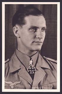 1933-1945 'Oberleutnant Marseille', Notable Military Persons, Third Reich Nazi Propaganda Postcard