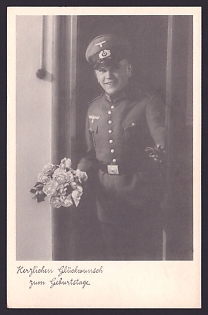 1933-1945 'Soldier with Flowers', Notable Military Persons, Third Reich Nazi Propaganda Postcard