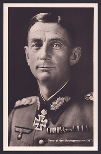 1933-1945 'General Der Gebirgstruppen Dietl', Notable Military Persons, Third Reich Nazi Propaganda Postcard