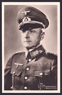 1933-1945 'Generaloberst V. Brauchitsch', Notable Military Persons, Third Reich Nazi Propaganda Postcard