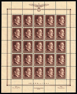 1942 1.20Zl + 1Zl General Government, Germany, Poland, Full Sheet