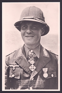 1933-1945 'Field Marshal Erwin Rommel, Recipient of the Golden Oak Leaves with Swords And Diamonds to the Knight's Cross of the Iron Cross', Notable Military Persons, Third Reich Nazi Propaganda Postcard