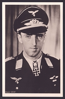 1933-1945 'Major Graf', Notable Military Persons, Third Reich Nazi Propaganda Postcard