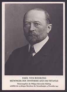 1940 'Emil Von Behring, Conqueror of Diphtheria and Tetanus', Notable Military Persons, Third Reich Nazi Propaganda Postcard