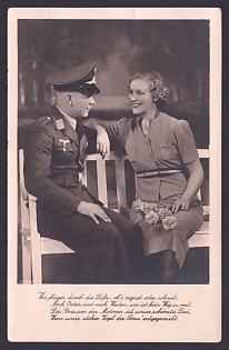 1940 'Soldier with a Young Woman', Notable Military Persons, Third Reich Nazi Propaganda Postcard