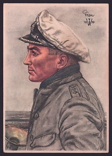 1939 'Lieutenant Commander Gunther Prien, the Hero of Scapa Flow', Military Person Portrait, Third Reich Nazi Propaganda Postcard