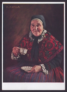1933-1945 'Pomeranian Farm Woman (Porib Weizacker Costume)', Woman Portrait, Third Reich Nazi Propaganda Postcard