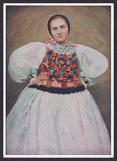 1933-1945 'Young Farm Woman from Lechnitz in the Nosner Gau', Woman Portrait, Third Reich Nazi Propaganda Postcard