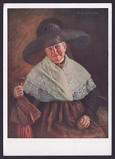 1933-1945 'Burgher Woman from Middle Franconia (Rothenburg Ob Der Tauber)', Woman Portrait, Third Reich Nazi Propaganda Postcard