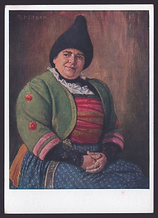 1933-1945 'Tyrolean Woman from the Otztal', Woman Portrait, Third Reich Nazi Propaganda Postcard