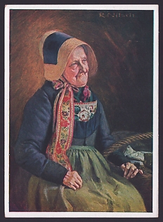 1933-1945 'Woman from Monchgut (Island Of Rugen)', Woman Portrait, Third Reich Nazi Propaganda Postcard