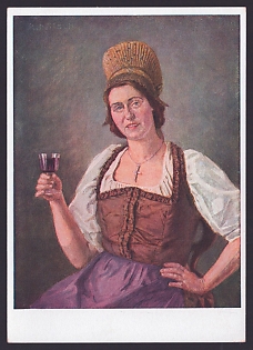 1933-1945 'Young Woman in Wachau Folk Dress (Lower Danube)', Woman Portrait, Third Reich Nazi Propaganda Postcard