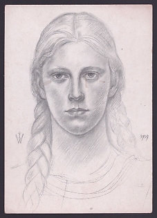 1939 'German Girl from the Baltic Region', Woman Portrait, Third Reich Nazi Propaganda Postcard