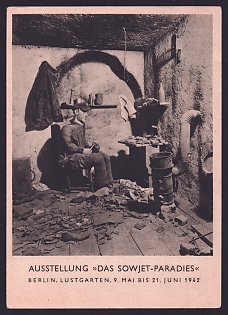 1942 'Exhibition “The Soviet Paradise” Berlin, Lustgarten, May 9 to June 21, 1942', Anti-Soviet Propaganda, Third Reich Nazi Propaganda Postcard