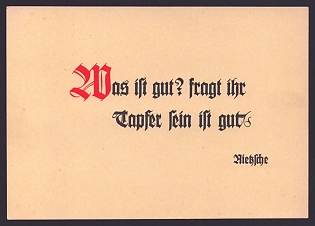 1933-1945 'What is Good? You Ask. To Be Brave Is Good', Third Reich Nazi Propaganda Postcard