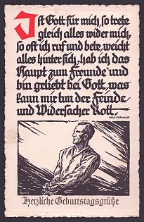 1935 'If God for Me, Then Everything Will Come against Me, As Often As I Call and Pray, Everything Leaves Behind, I Have My Head As a Friend and Am Loved By God, What Can the Enemies and Adversaries Do to Me', Third Reich Nazi Propaganda Postcard
