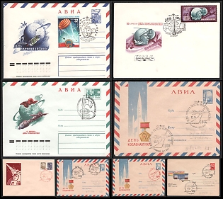 1966–1979 Soviet Space Covers with Special Cancellations of Union Republics, Soviet Union, Airmail, Group of Commemorative Covers with Pictorial Cancellations