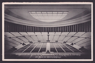1938 'Interior View of the Large Congress Hall in the New Congress Building in Nuremberg, the City of the Reich Party Rallies', Architecture, Nuremberg, Third Reich Nazi Propaganda Postcard