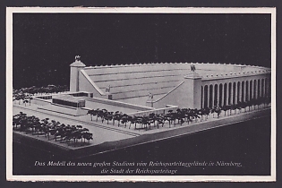 1933-1945 'Model of the New Large Stadium at the Reich Party Rally Grounds in Nuremberg, the City of the Reich Party Rallies', Architecture, Nuremberg, Third Reich Nazi Propaganda Postcard