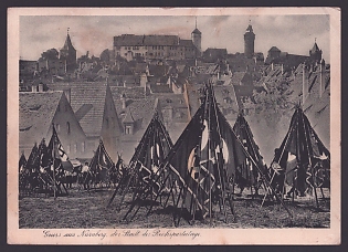 1935 'Greetings from Nuremberg, the City of the Reich Party Rallies', Architecture, Nuremberg, Third Reich Nazi Propaganda Postcard