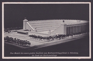 1937 'Model of the New Large Stadium at the Reich Party Rally Grounds in Nuremberg, the City of the Reich Party Rallies', Architecture, Nuremberg, Third Reich Nazi Propaganda Postcard