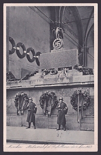 1938 'Munich. Memorial for the Fallen of November 9, 1923, at the Feldherrnhalle', Architecture, Third Reich Nazi Propaganda Postcard