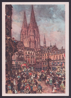1933-1945 'A Lovely Greeting from the Cologne Carnival', Architecture, Scenery, Third Reich Nazi Propaganda Postcard