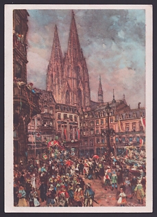 1939 'A Lovely Greeting from the Cologne Carnival', Architecture, Scenery, Third Reich Nazi Propaganda Postcard