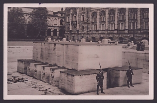 1939 'German Soldiers on Guard Duty', Architecture, Third Reich Nazi Propaganda Postcard