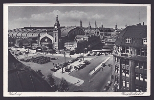1933-1945 'Hamburg. Central Station (Hauptbahnhof)', Architecture, Third Reich Nazi Propaganda Postcard