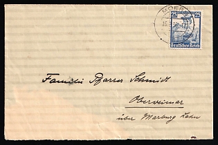 1936 (15 Feb) Third Reich, Germany, Cover from Moers to Weimar, via Marburg, franked with 25pf