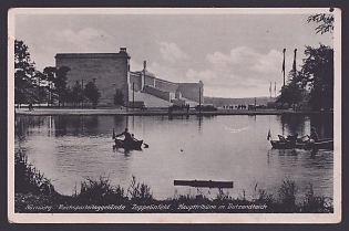 1943 'Nuremberg: Reich Party Rally Grounds – Zeppelin Field; Main Tribune and Dutzendteich', Architecture, Third Reich Nazi Propaganda Postcard