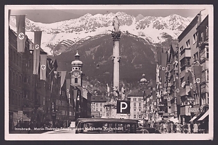 1933-1945 'Innsbruck: Maria-Theresia-Strabe and the Nordkette (Karwendel)', Architecture, Third Reich Nazi Propaganda Postcard