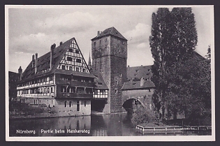 1936 'Nuremberg: View near the Executioner's Bridge (Henkersteg)', Architecture, Third Reich Nazi Propaganda Postcard