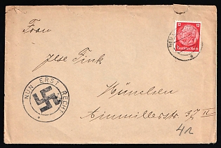 1941 (27 Apr) Third Reich, Germany, Cover from Neu-Isenburg to Munich, franked with 12pf, round handstamp with swastika and text in circle 'Now more than ever'