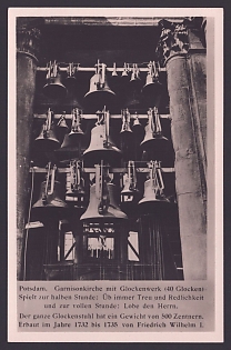 1933-1945 'Potsdam. Garrison Church with Carillon: Plays "Always Practice Loyalty and Honesty" on the Half-Hour and "Praise the Lord" on the Hour', Interior, Third Reich Nazi Propaganda Postcard