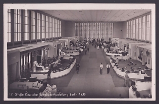 1938 'Great German Radio Exhibition, Berlin', Interior, Third Reich Nazi Propaganda Postcard